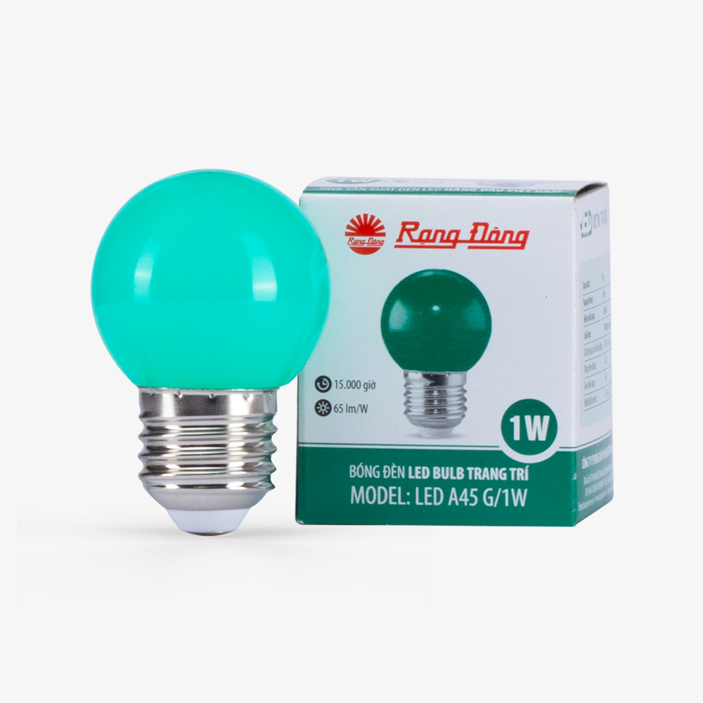 Bóng đèn LED BULB tròn 1W màu xanh lá