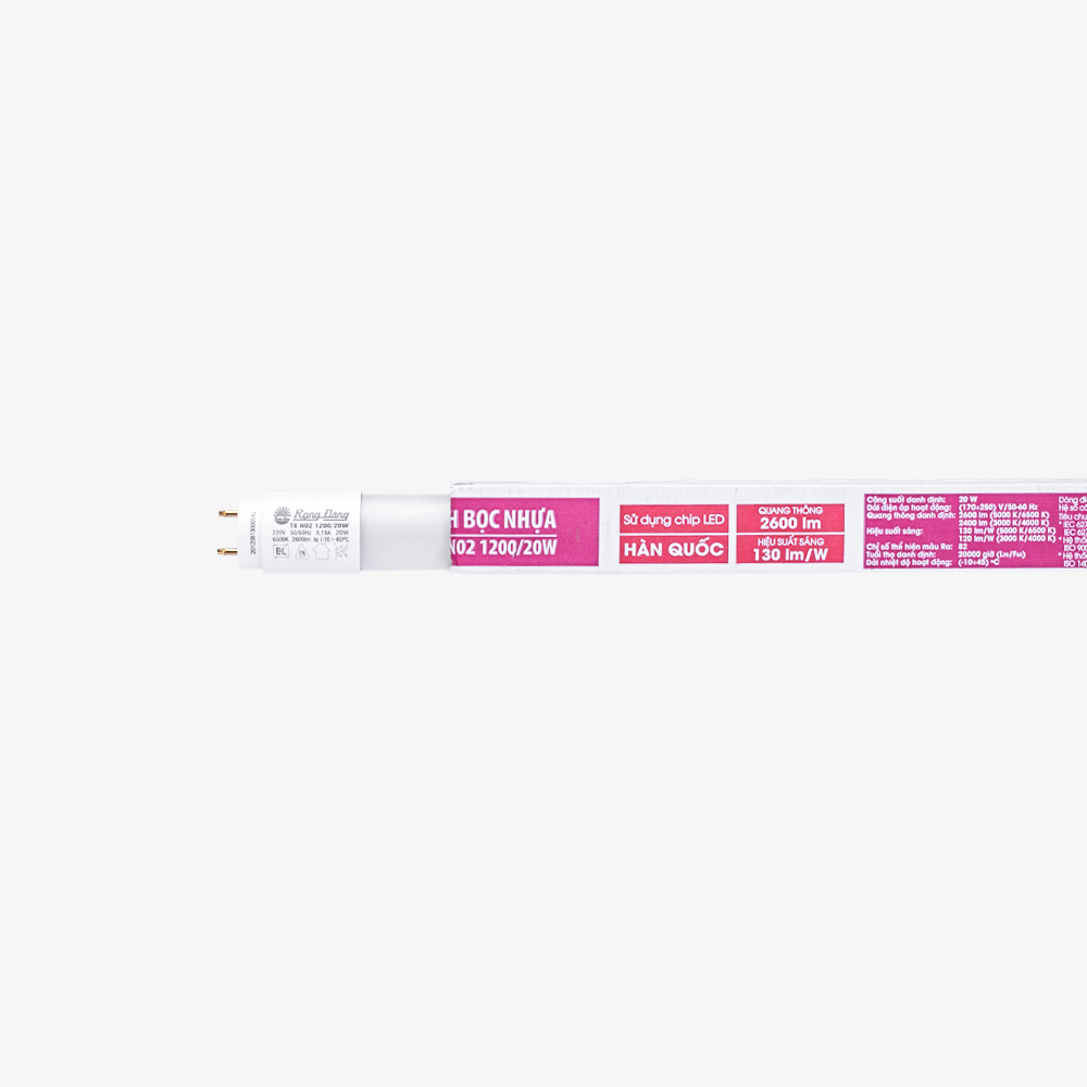 Bóng đèn LED Tuýp T8 1.2m 20W thủy tinh bọc nhựa