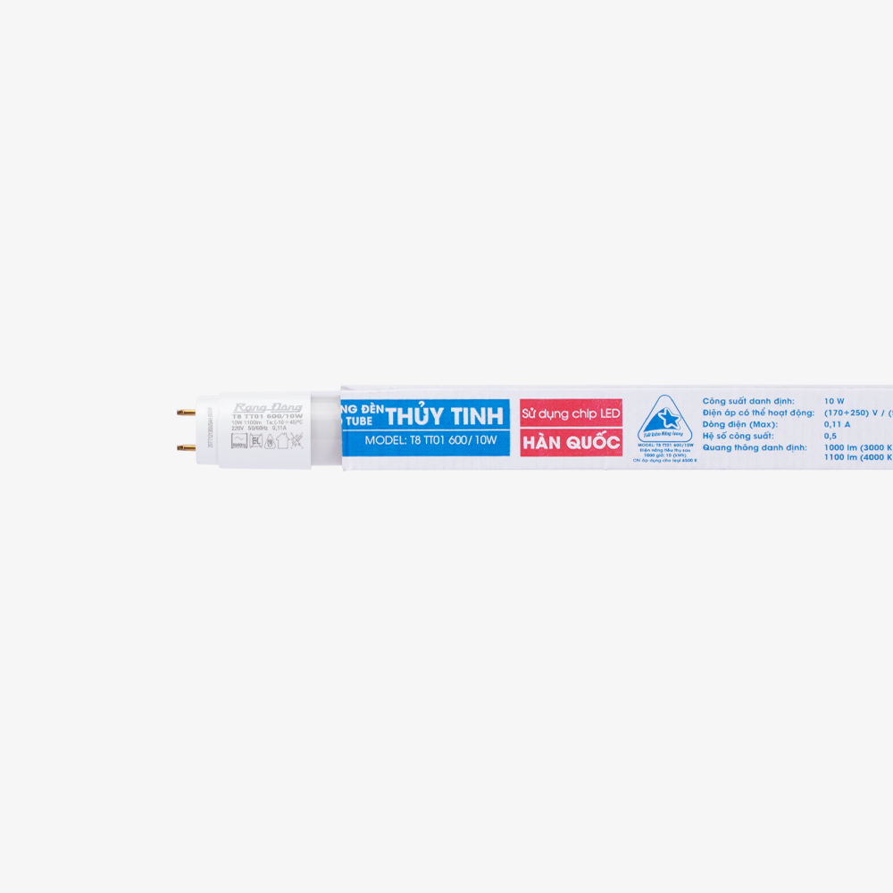Bóng đèn LED Tuýp T8 0.6m 10W thủy tinh