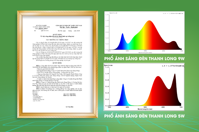 Phổ ánh sáng của đèn thanh long 5W