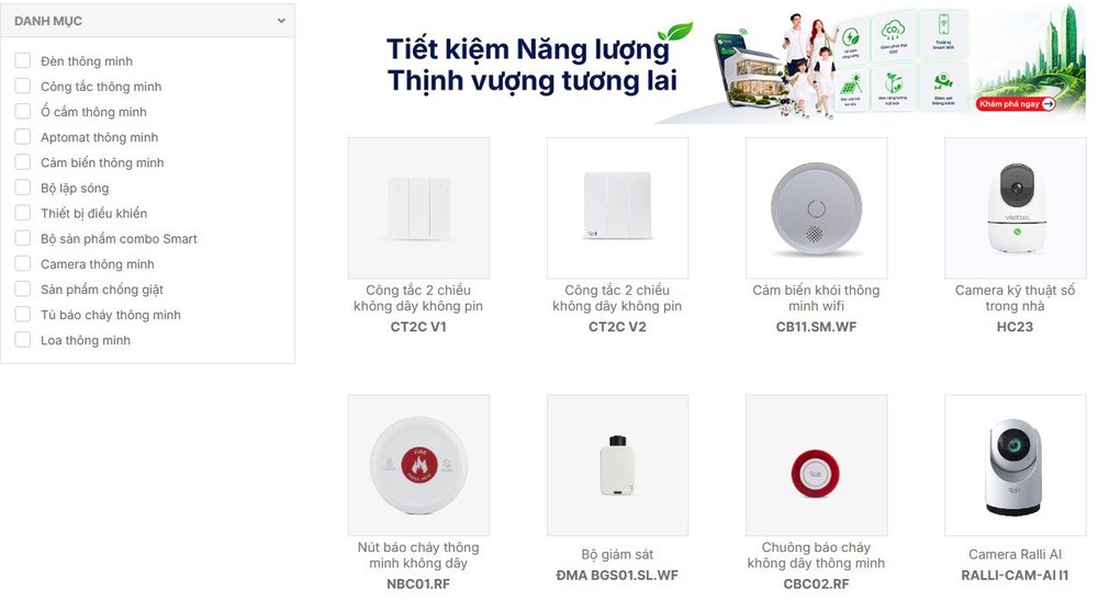 Danh mục sản phẩm thông minh Rạng Đông