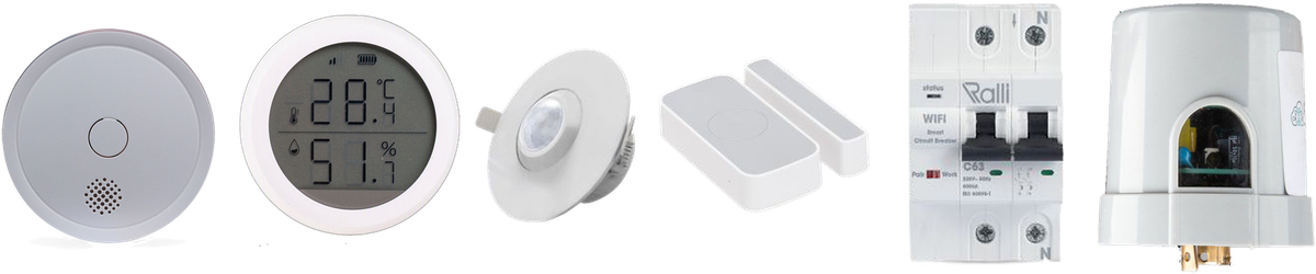 Thiết bị: cảm biến khói, cảm biến nhiệt độ độ ẩm, cảm biến chuyển động, cảm biến cửa, aptomat thông minh, bộ điều khiển đèn đường