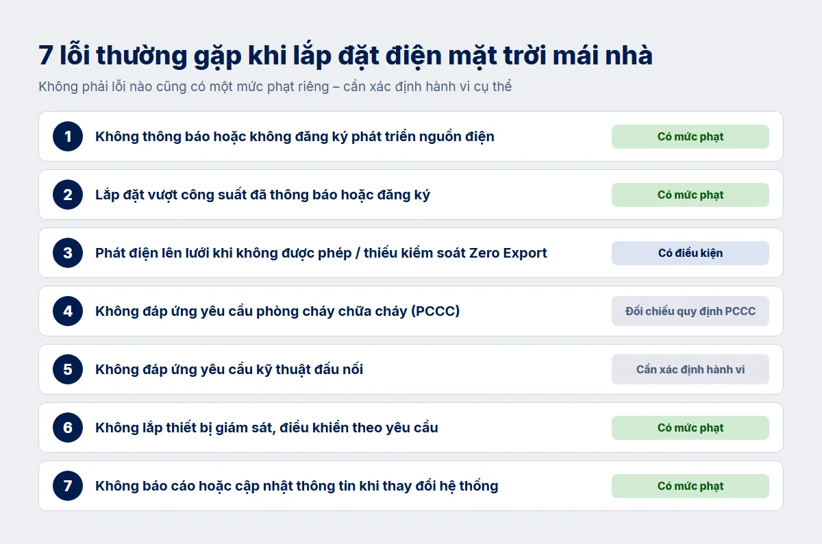 7 lỗi thường gặp khi lắp đặt điện mặt trời mái nhà
