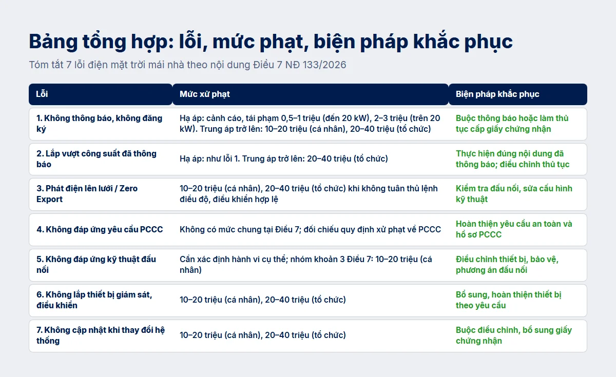 Bảng tổng hợp: lỗi, mức phạt, biện pháp khắc phục