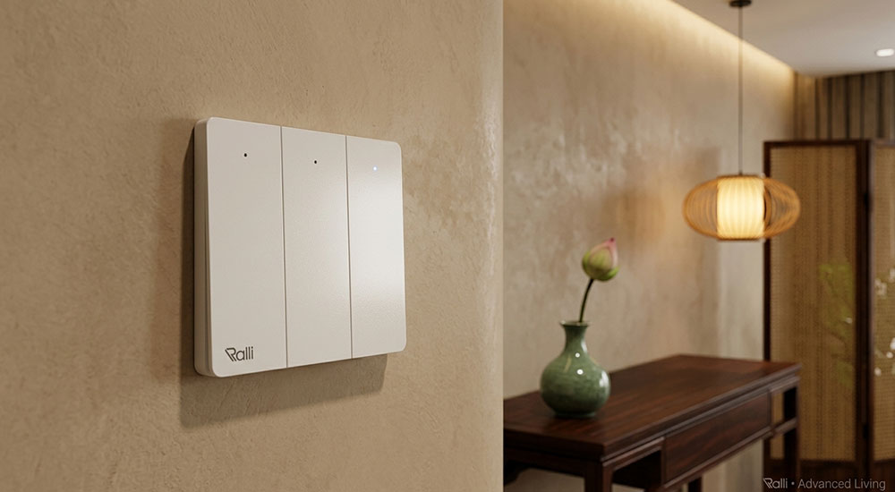 Cận cảnh công tắc không pin không dây trong không gian sống hiện đại