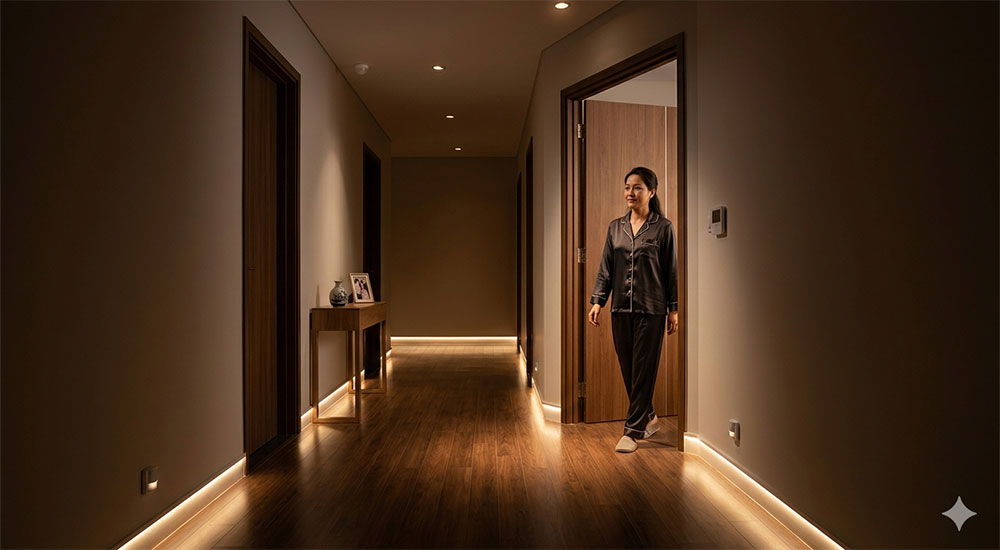 Chiếu sáng ban đêm bằng cảm biến trong nhà thông minh