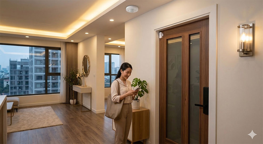 Combo an toàn cơ bản với cảm biến cửa và cảm biến chuyển động