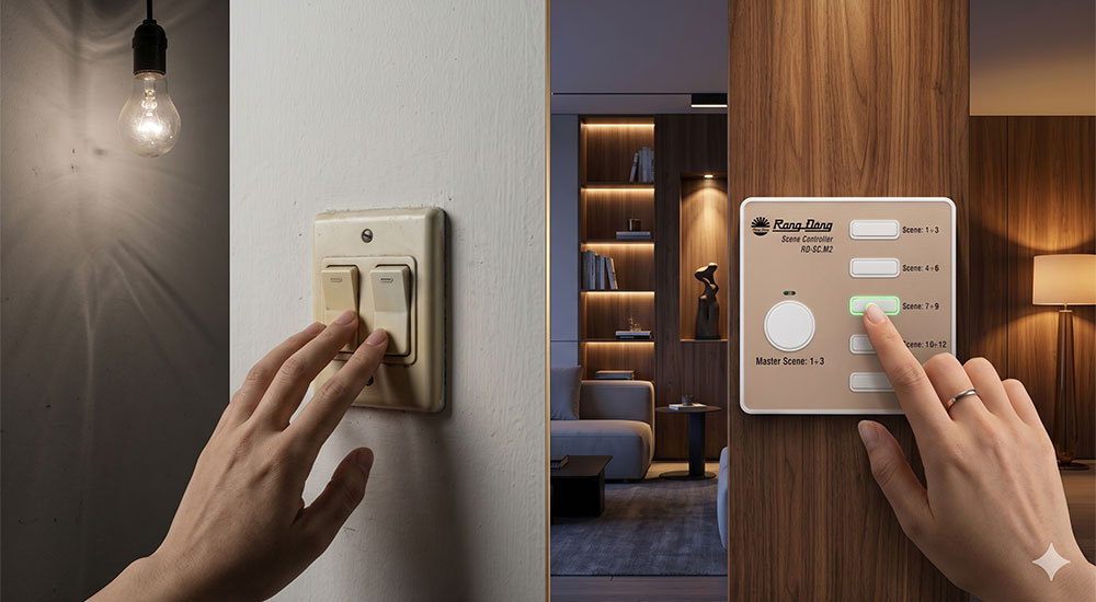 trải nghiệm điều khiển cảnh thông minh khác công tắc thông thường