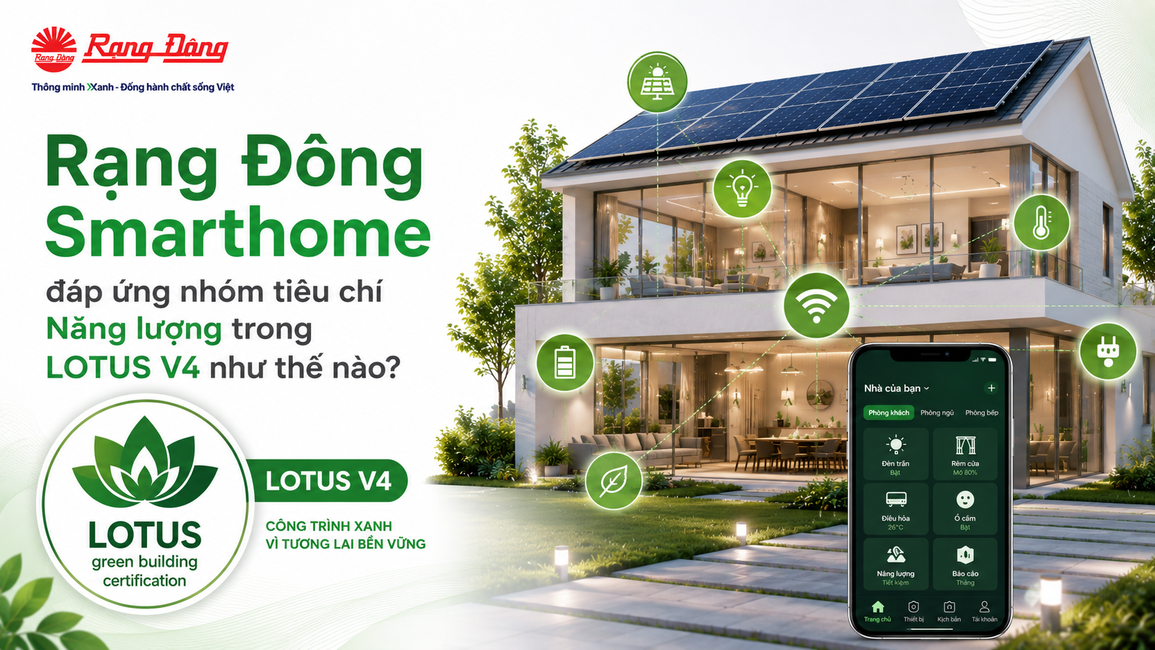Rạng Đông Smarthome hỗ trợ nhóm tiêu chí Năng lượng trong LOTUS V4 như thế nào?