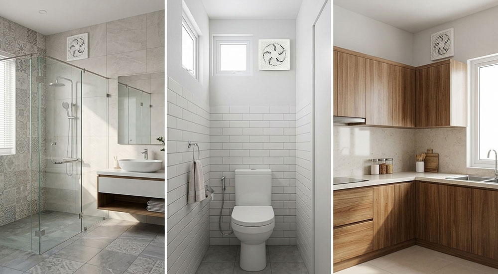 Cách chọn quạt hút phù hợp cho nhà vệ sinh phòng tắm và bếp