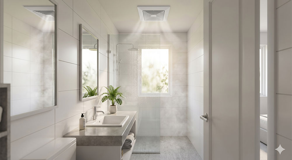 Quạt hút phòng tắm giúp giảm hơi ẩm và tăng độ thông thoáng