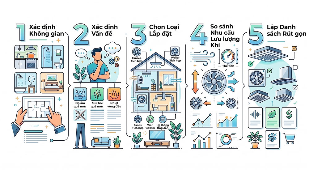 Quy trình 5 bước chọn quạt hút phù hợp theo nhu cầu sử dụng