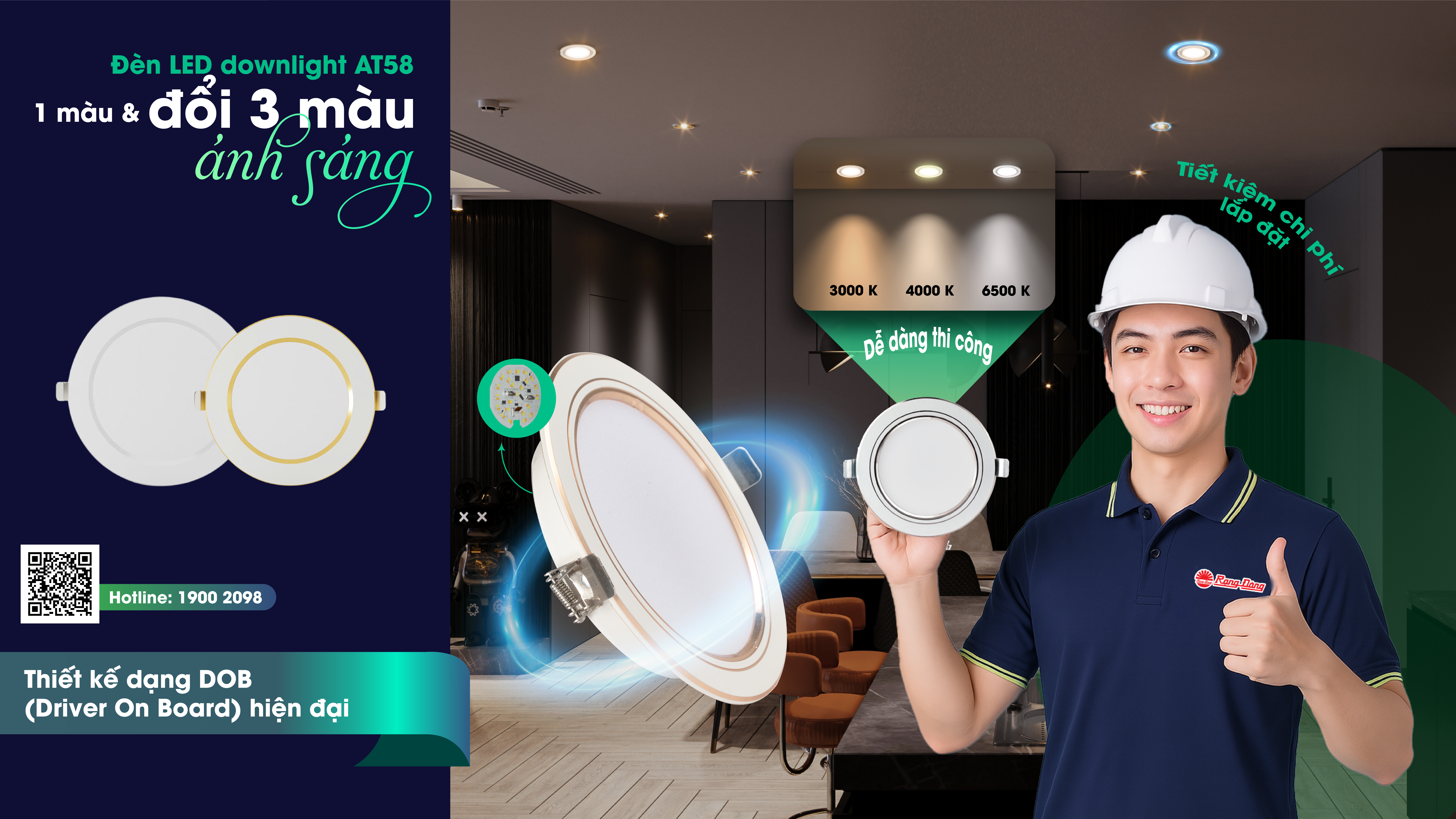 Kiến tạo không gian sống tiện nghi với đèn LED downlight AT58