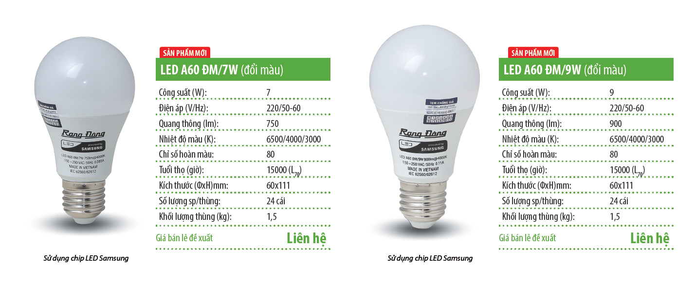 đèn led bulb đổi màu rạng đông