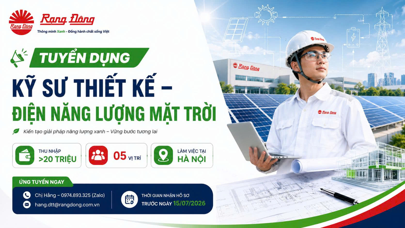 Tuyển dụng kỹ sư thiết kế - Điện năng lượng mặt trời