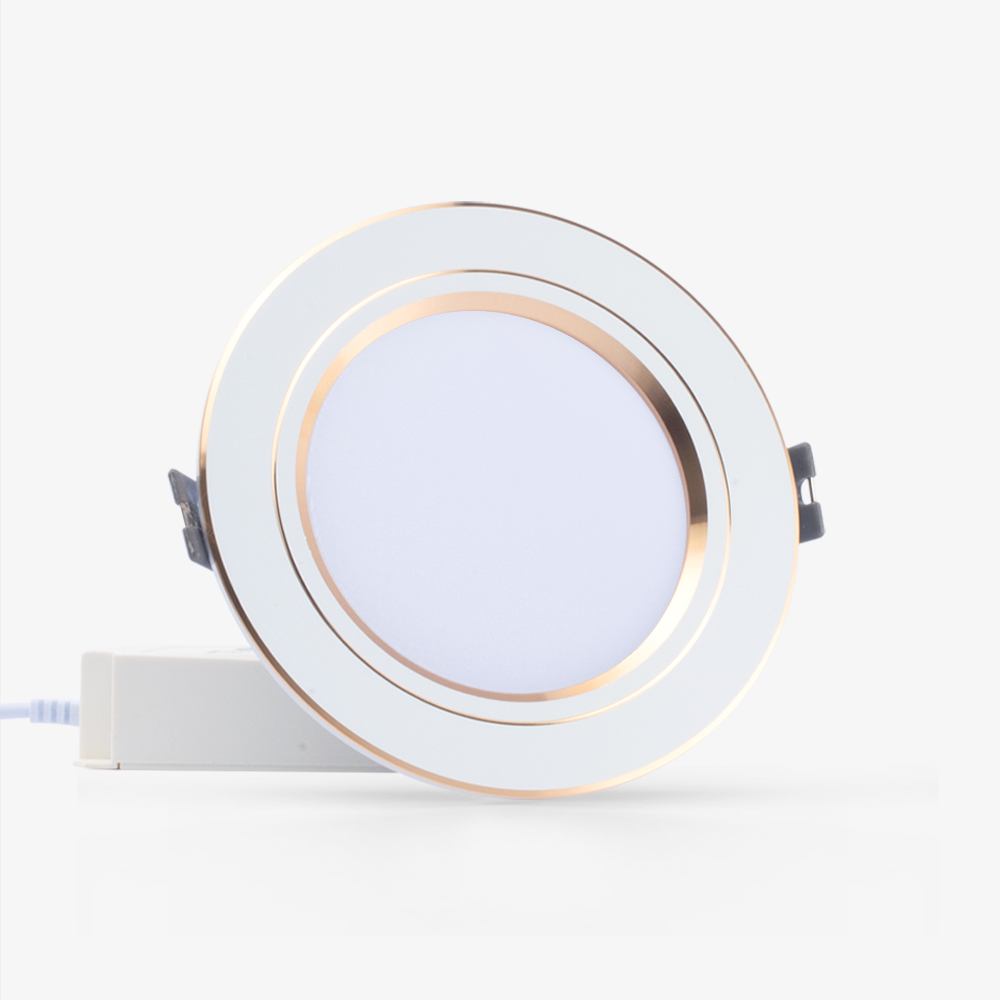 Đèn LED Âm trần Downlight Đổi màu 7W viền vàng