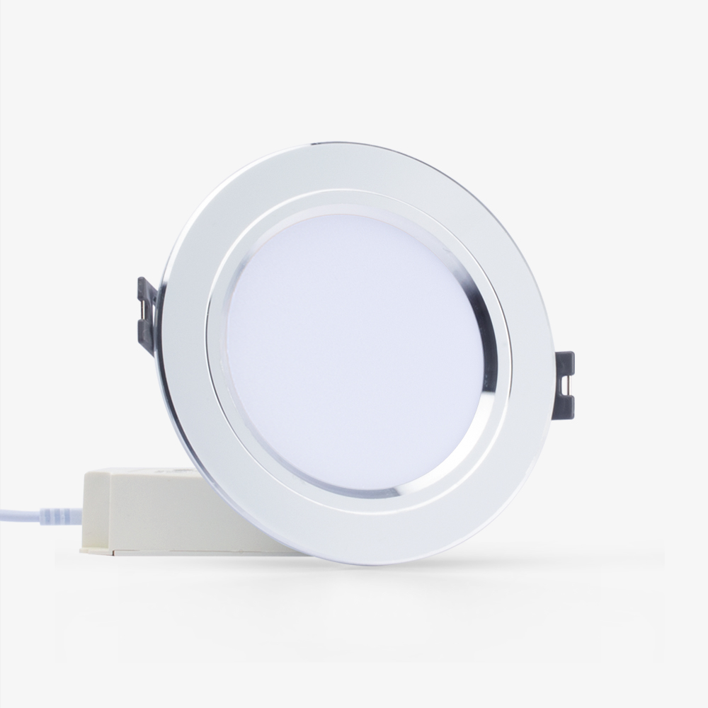 Đèn LED âm trần downlight đổi màu 7W viền bạc