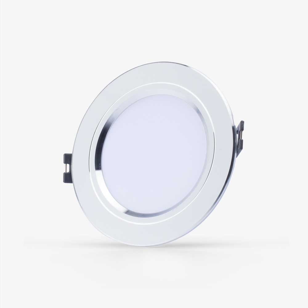 Đèn LED âm trần downlight đổi màu 7W viền bạc