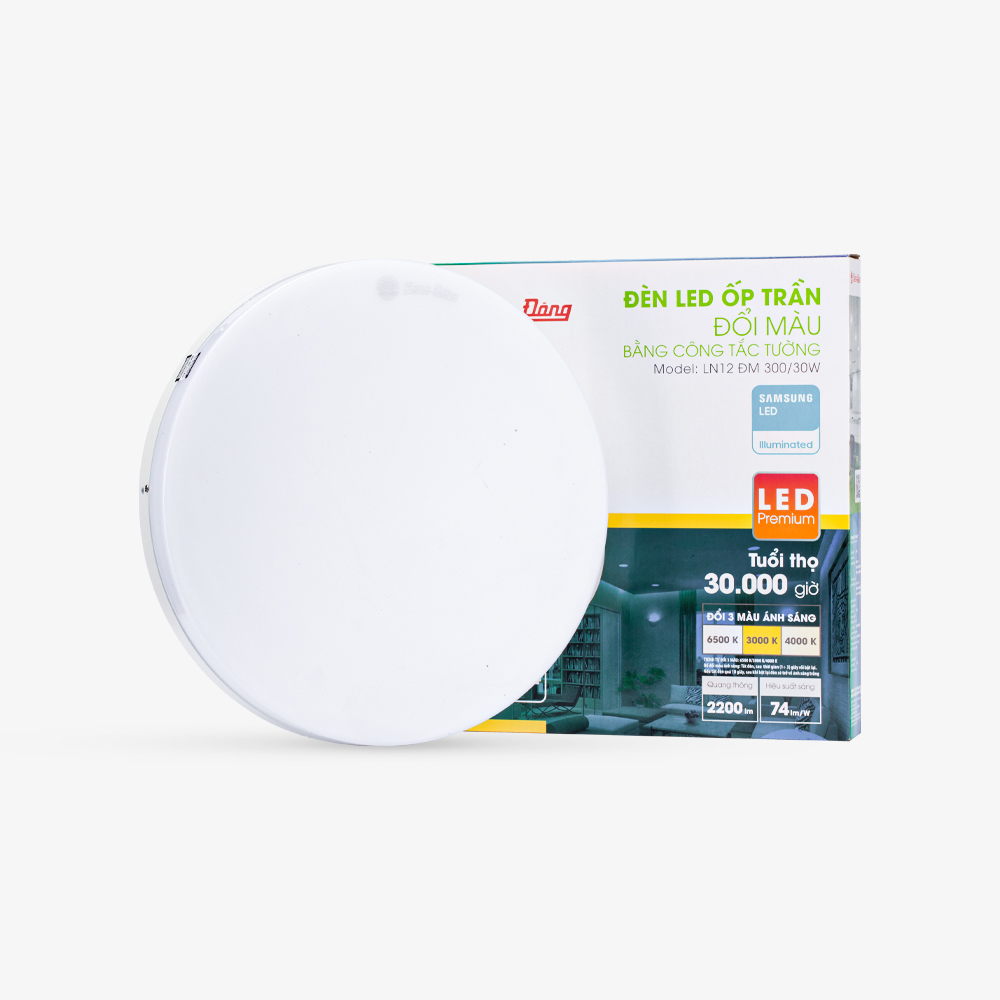 Đèn LED ốp trần tròn đổi màu đế nhôm