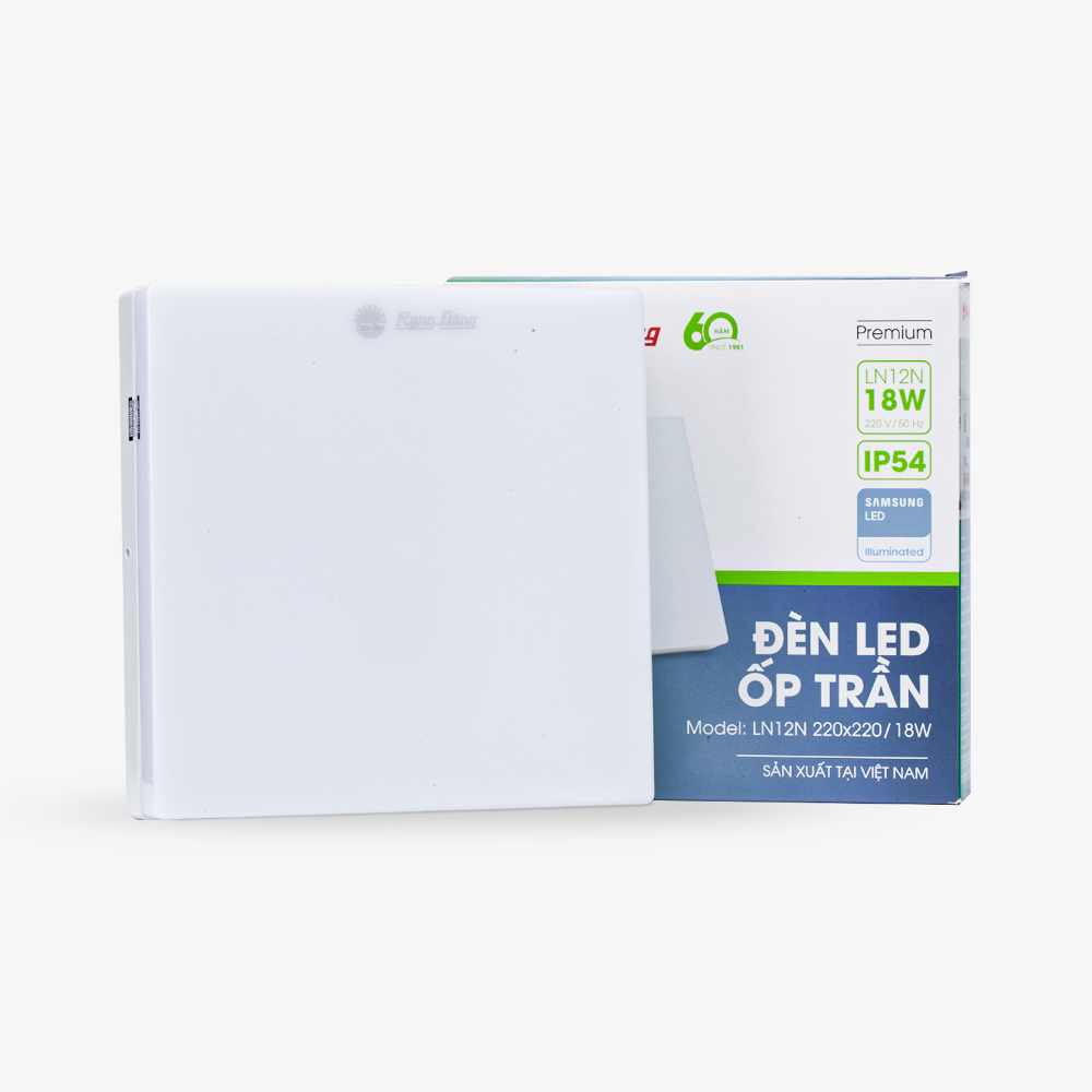 Đèn LED ốp trần vuông đế nhựa