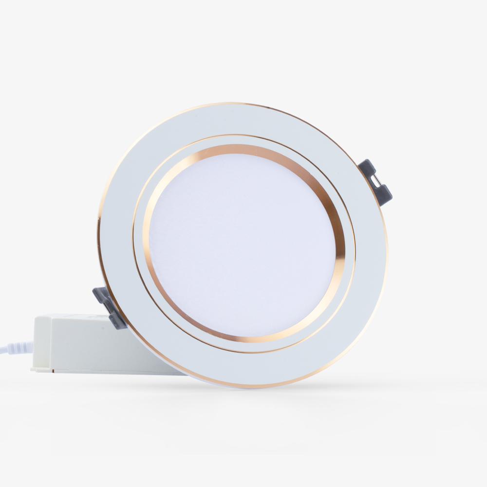 Đèn LED âm trần Downlight AT10 90/8W 3000K viền vàng