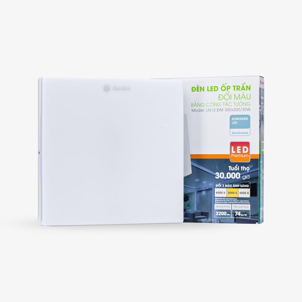 Đèn LED ốp trần vuông đổi màu đế nhôm