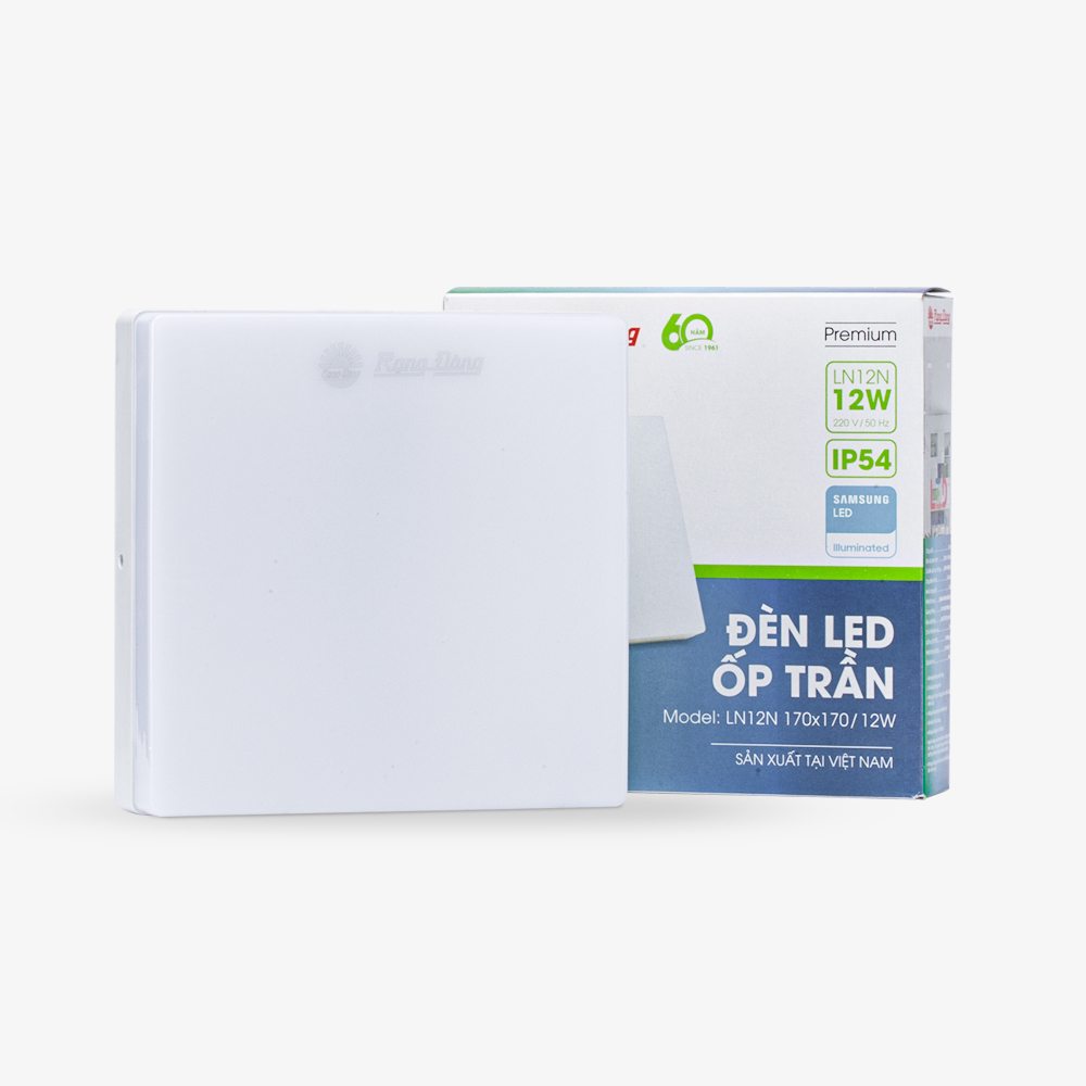 Đèn LED ốp trần vuông đế nhựa