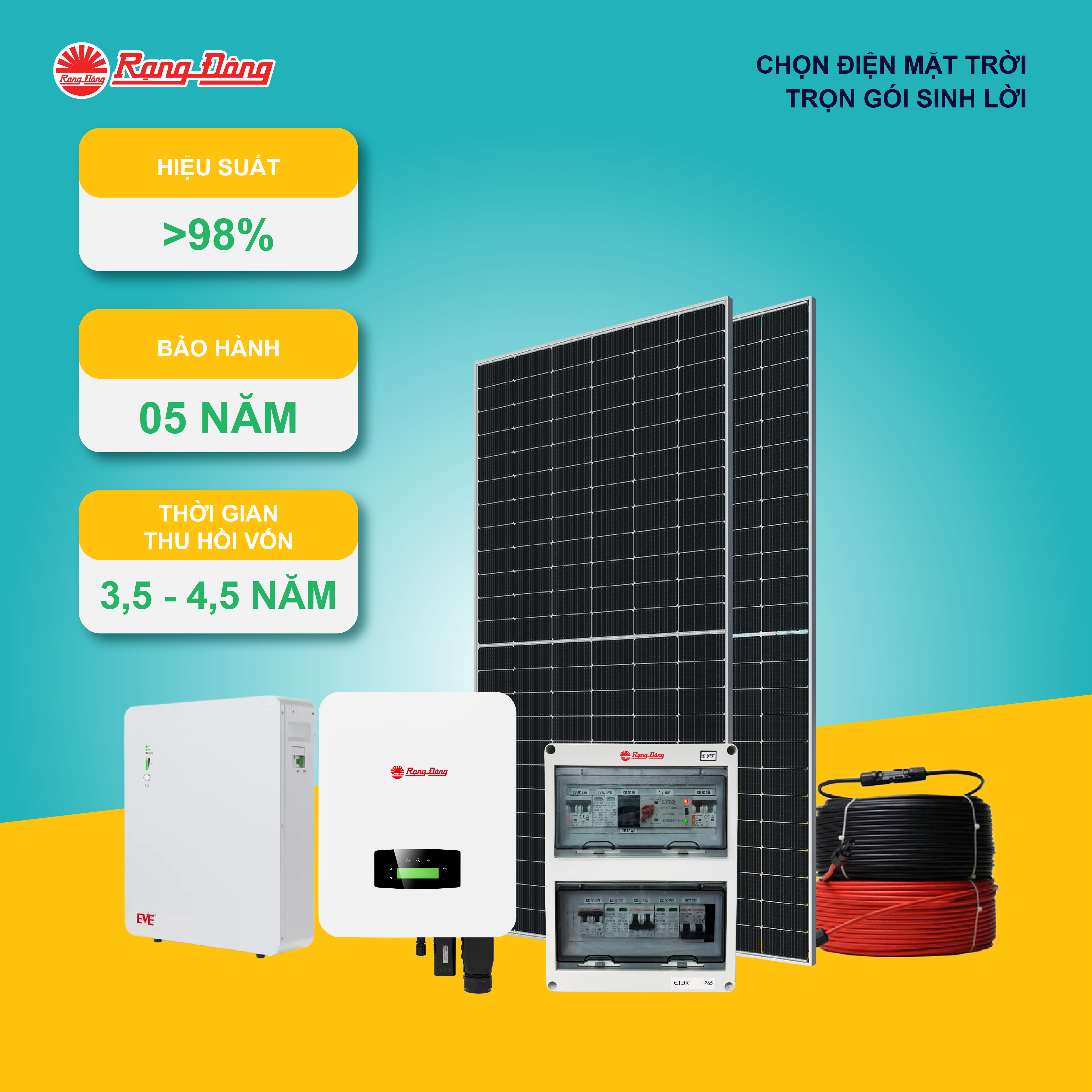 Hệ thống Hybrid 1 pha 3.8 kWp