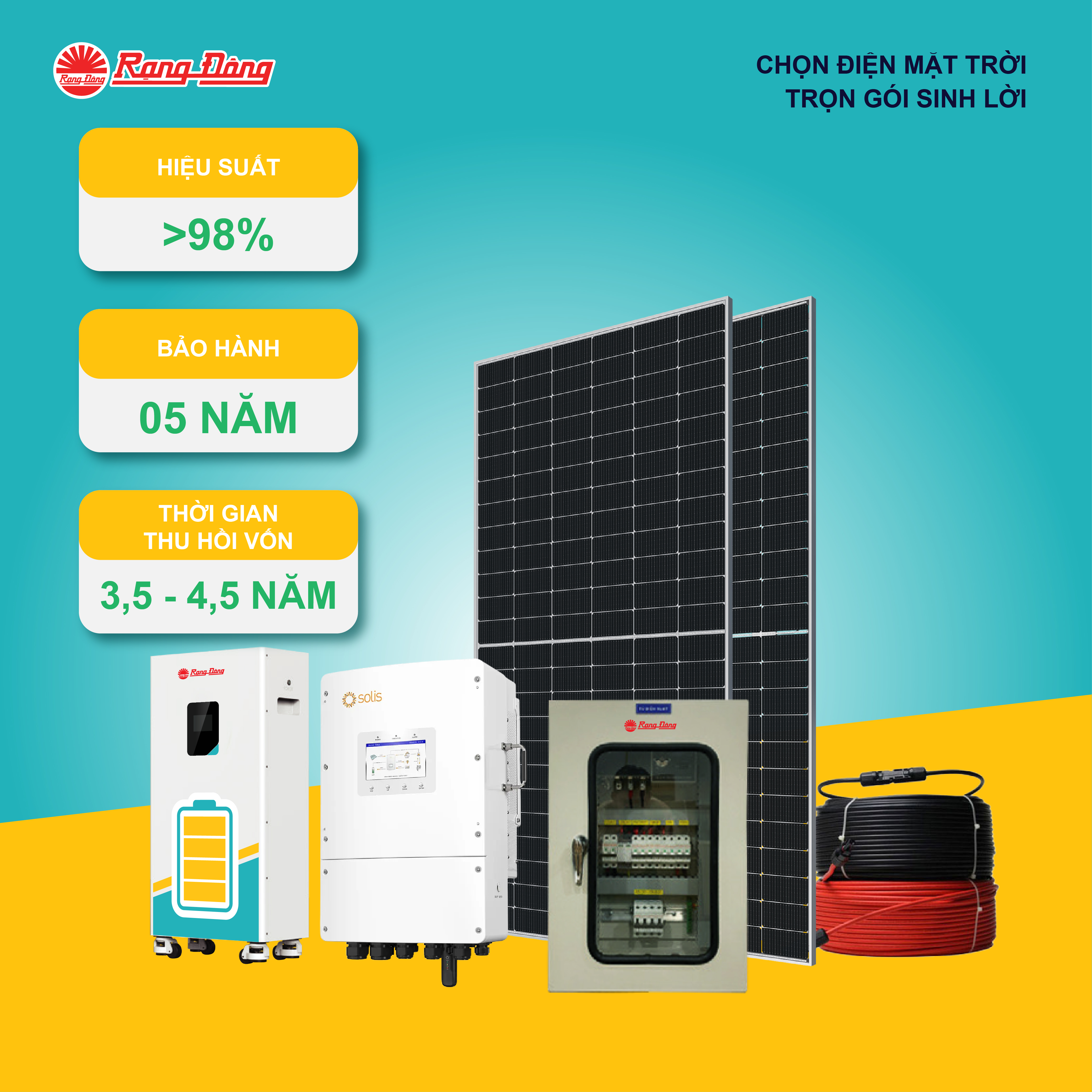 Hệ thống Hybrid 3 pha 10kWp (điện áp thấp)