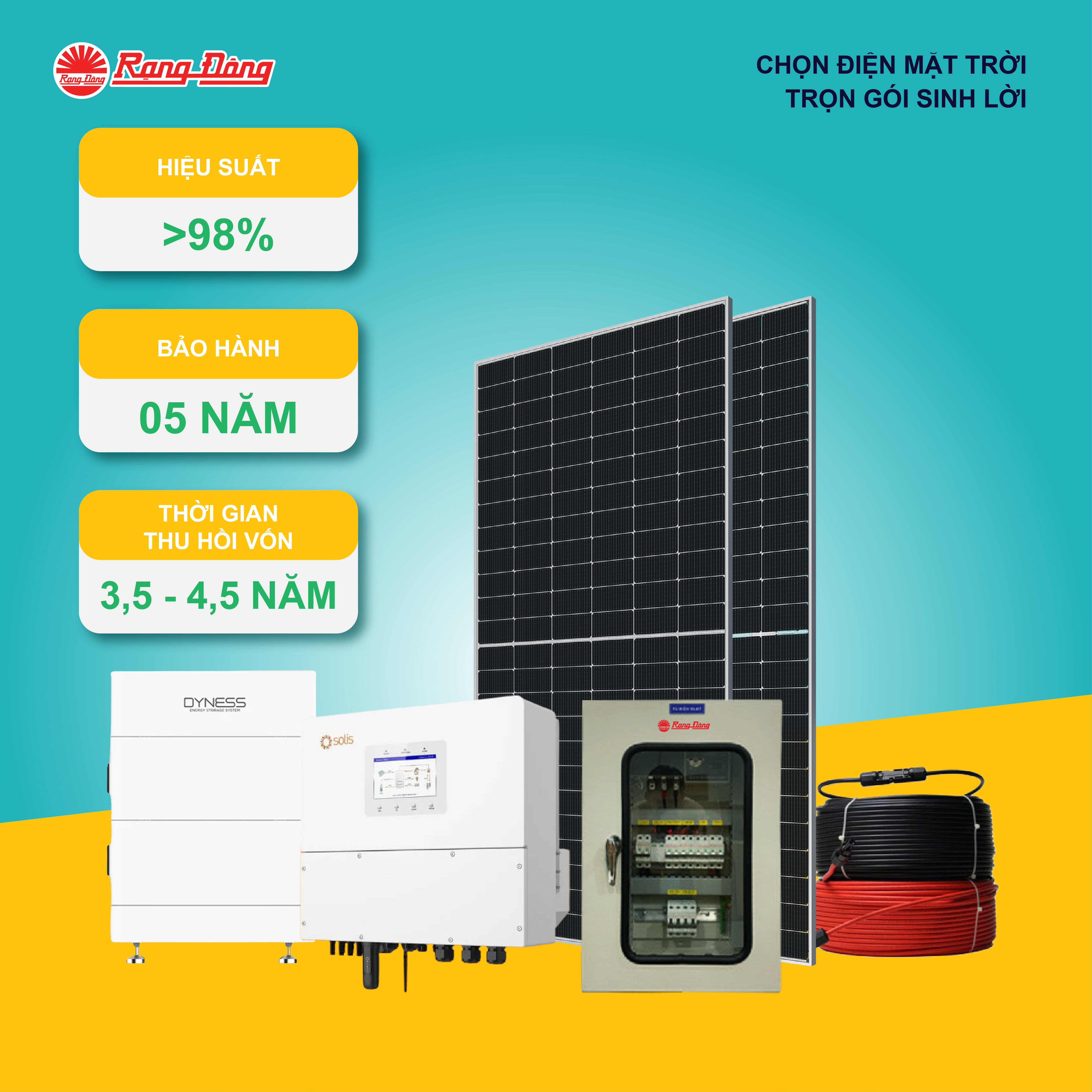 Hệ thống Hybrid 3 pha 12.5kWp (điện áp cao)